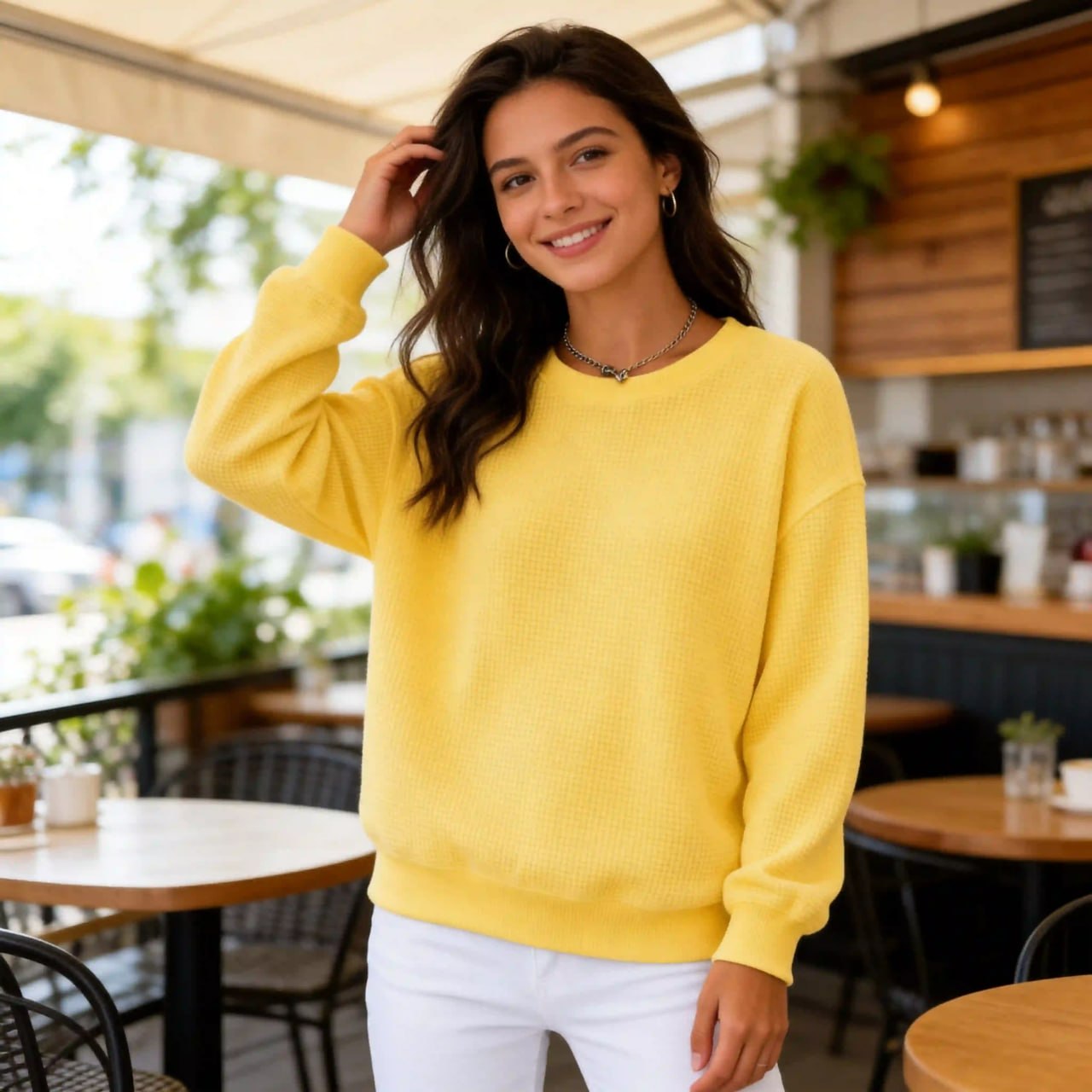 BUY 2 FREE SHIPPING🔥Women's Waffle Knit Crewneck Sweatshirt